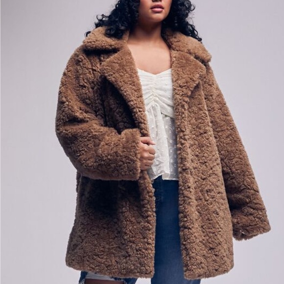 Forever 21 plus size plush teddy coat lined - Picture 7 of 8